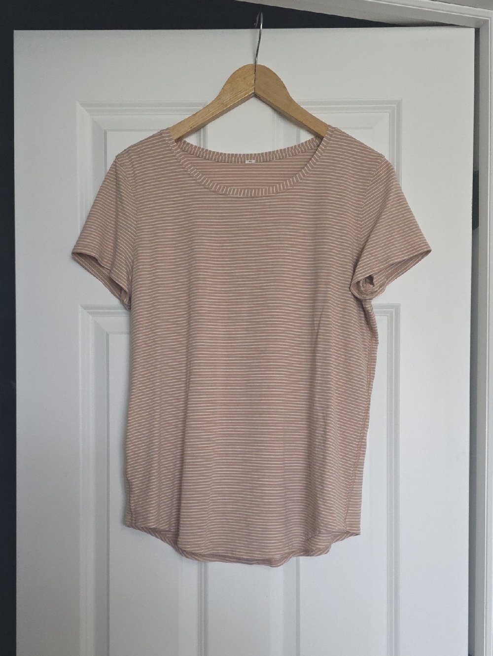 lululemon athletica Pink & White Striped Short-Sleeve Crewneck Tee